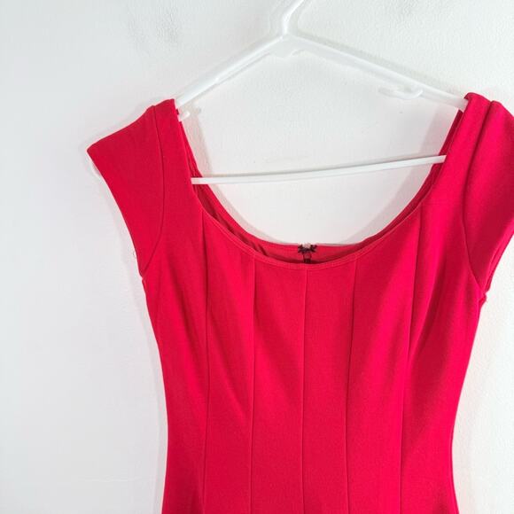 Anthropologie Bailey 44 Zoe Red Ponte Stretch Knit Fit & Flare Mini Dress XS - Picture 9 of 13